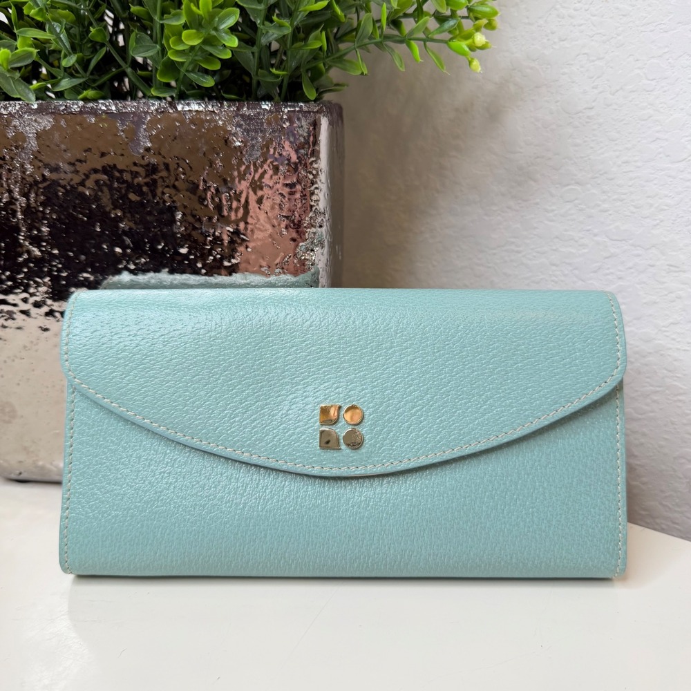 Kate‎ Spade Maria Wallet Womens Robins Egg Blue Pebbled Leather Tarrytown OS